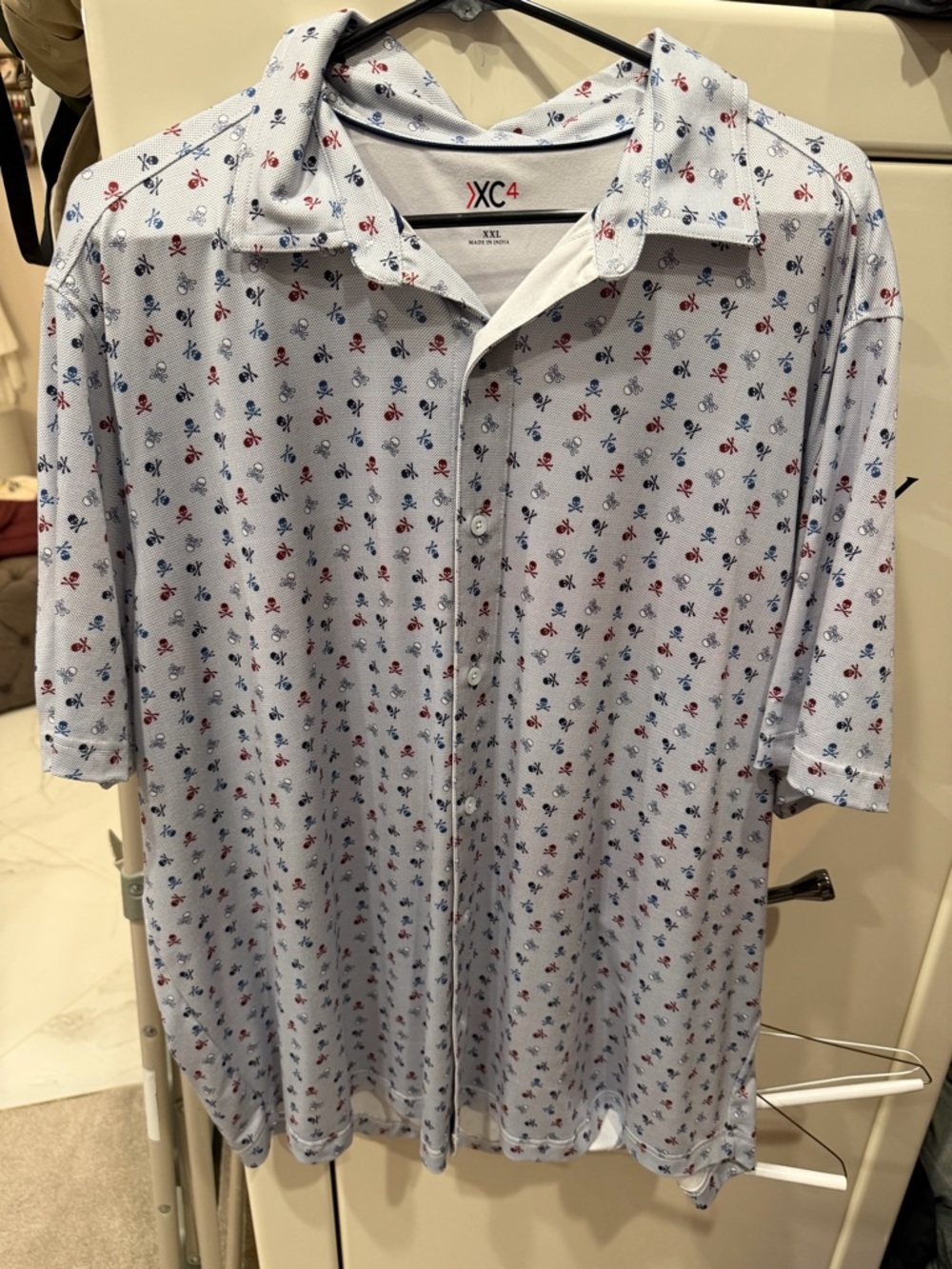 Johnston & Murphy Skulls Performance button down short sleeve shirt